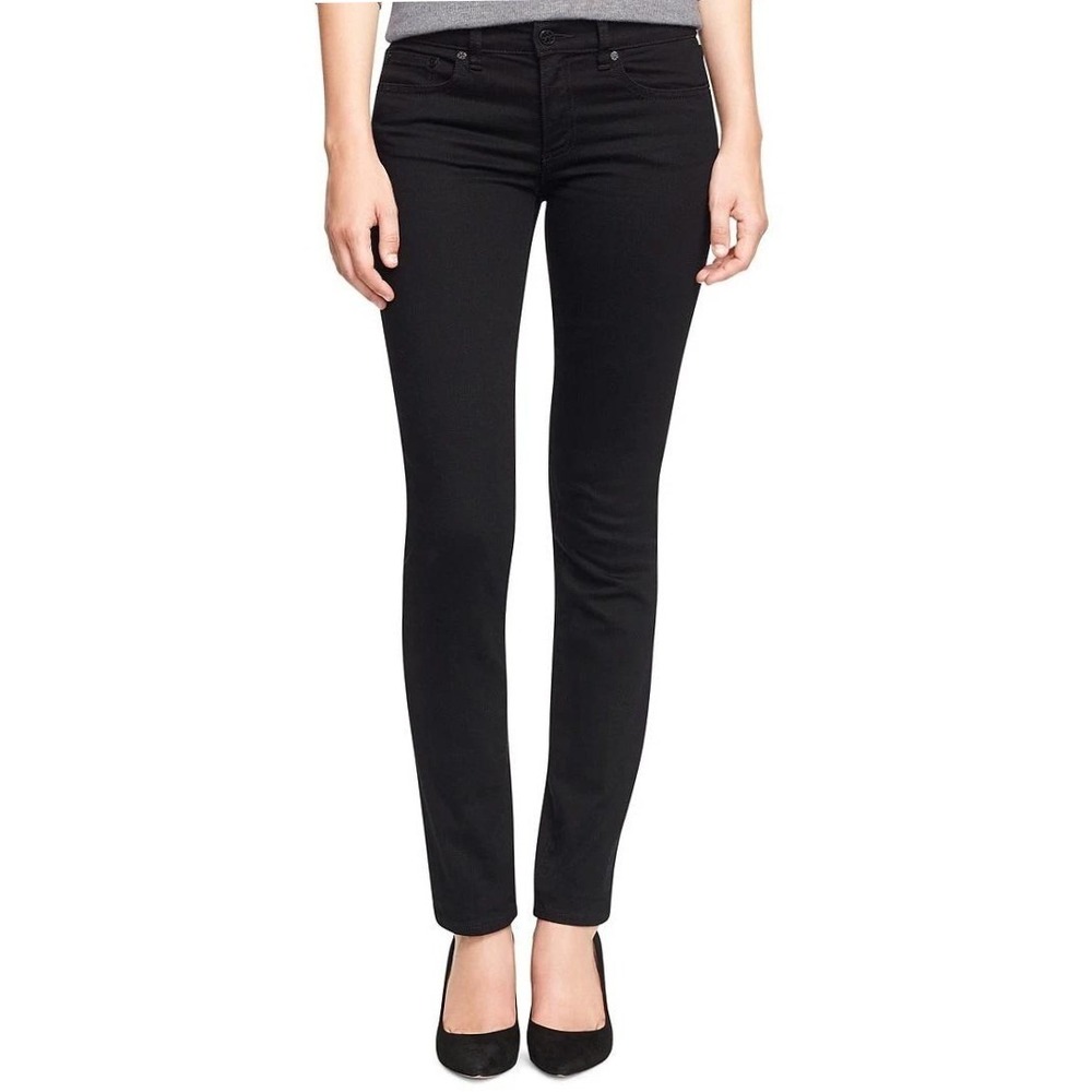 Tory Burch Super Skinny Jean Womens 26 Black Coated Waxed Denim Night Out Party